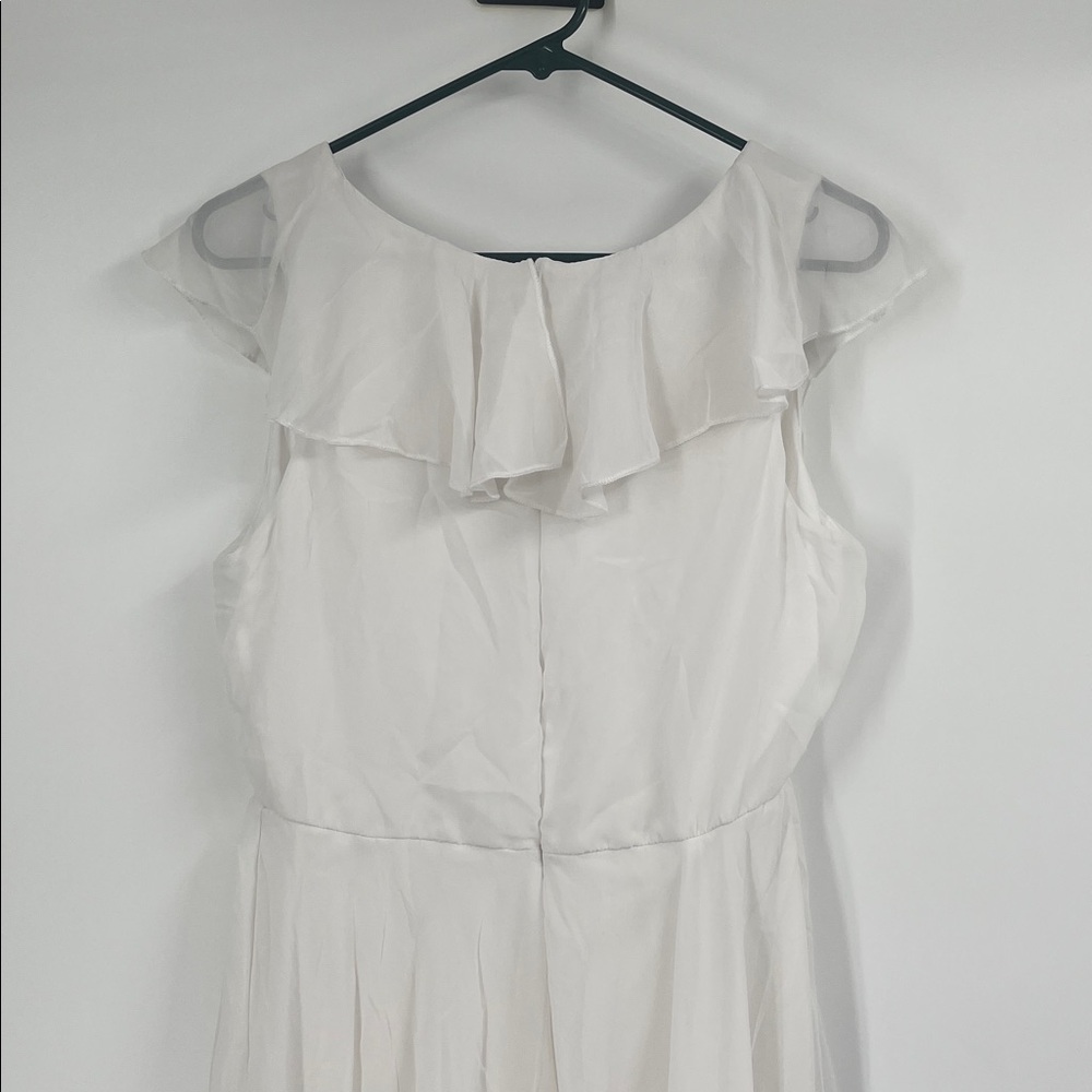 White Ruffle Lace Up High Low Dress Size Large - Picture 8 of 8